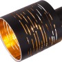 Globo Deckenleuchte Tunno, schwarz mit goldenem Innenleben und Dekorstanzungen.