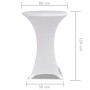 2er-Set weiße Stretch-Tischhussen für Stehtische Ø80cm, ideal für Partys und Empfänge.