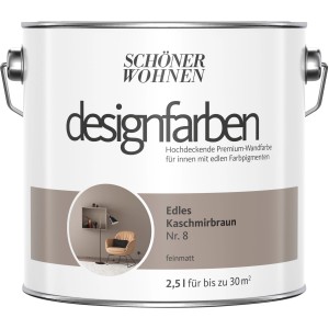 Schöner Wohnen Designfarbe Edles Kaschmirbraun, matte Wandfarbe im 2,5 l Eimer.
