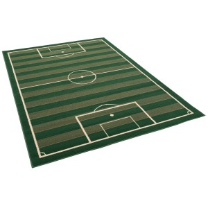 Grüner Pergamon Trendline Teppich im Fussballplatz Design, 80x150cm.