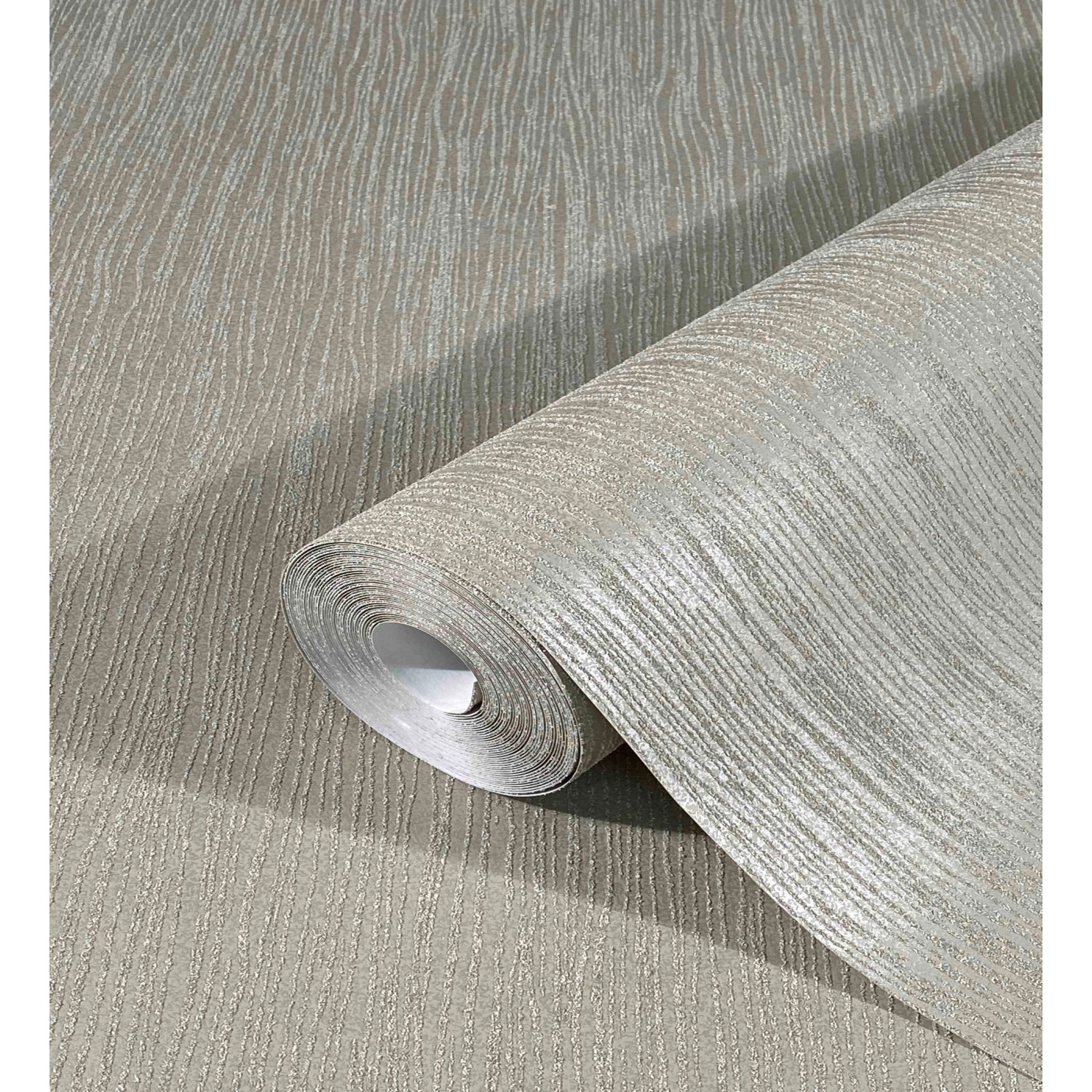 Rolle Marburg Vliestapete Dune Struktur in Greige. Dekorative Tapete mit feiner Sandstruktur.