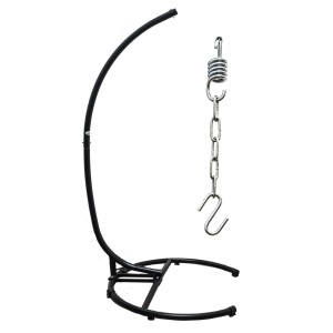 Schwarzes AMANKA Hängestuhlgestell, 210 cm hoch, mit Feder, Kette und Haken.