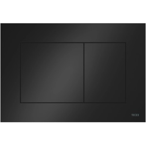 Schwarze Tecenow WC-Betätigungsplatte für Zweimengentechnik, flache Bauweise.