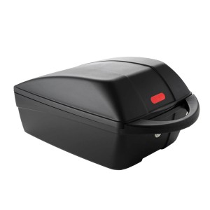 Schwarze Fischer Gepäckträger-Box mit 11L Volumen für Fahrräder.