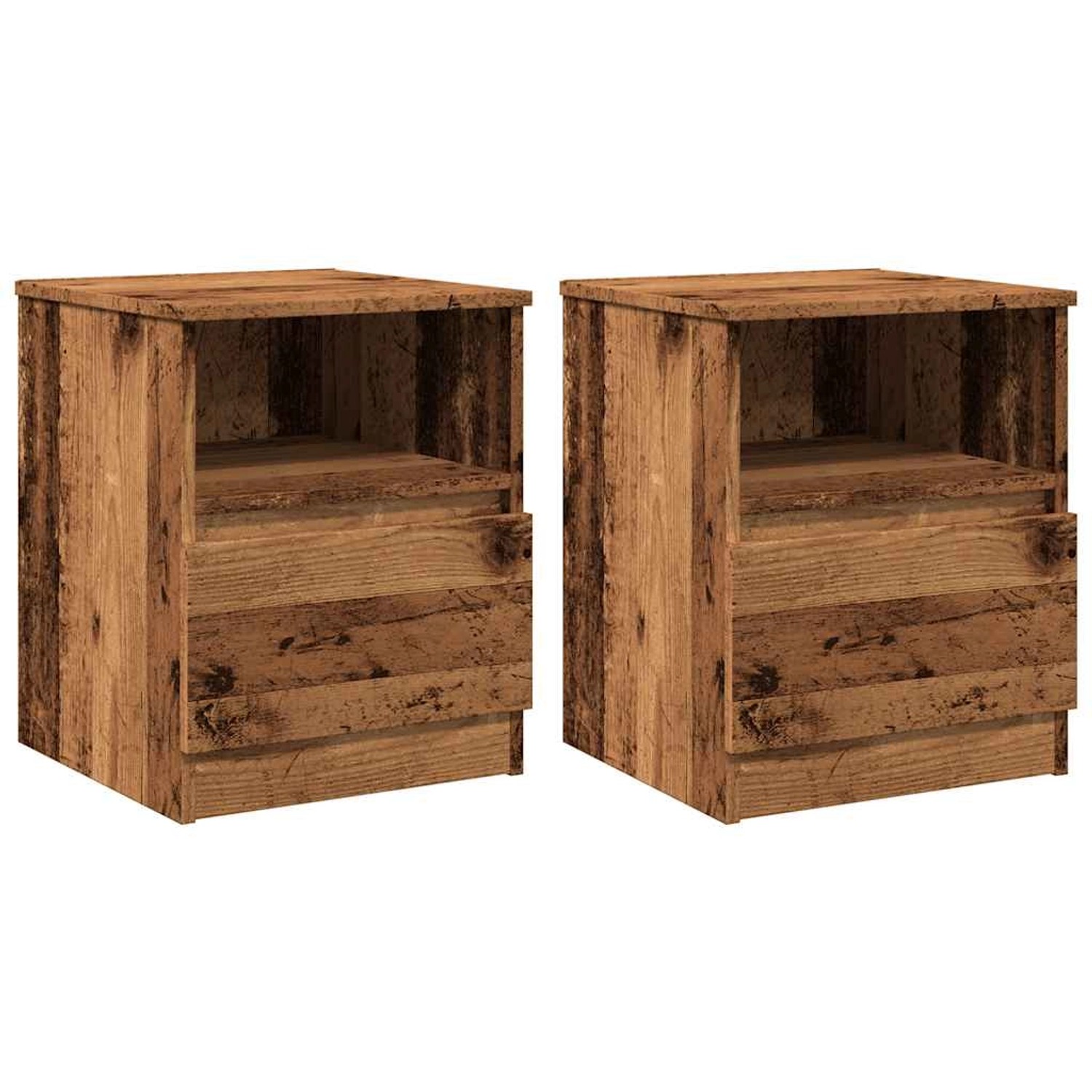 vidaXL Nachttische 2 Stk, Altholz-Optik 40x40x50 cm Holzwerkstoff 856499 günstig online kaufen