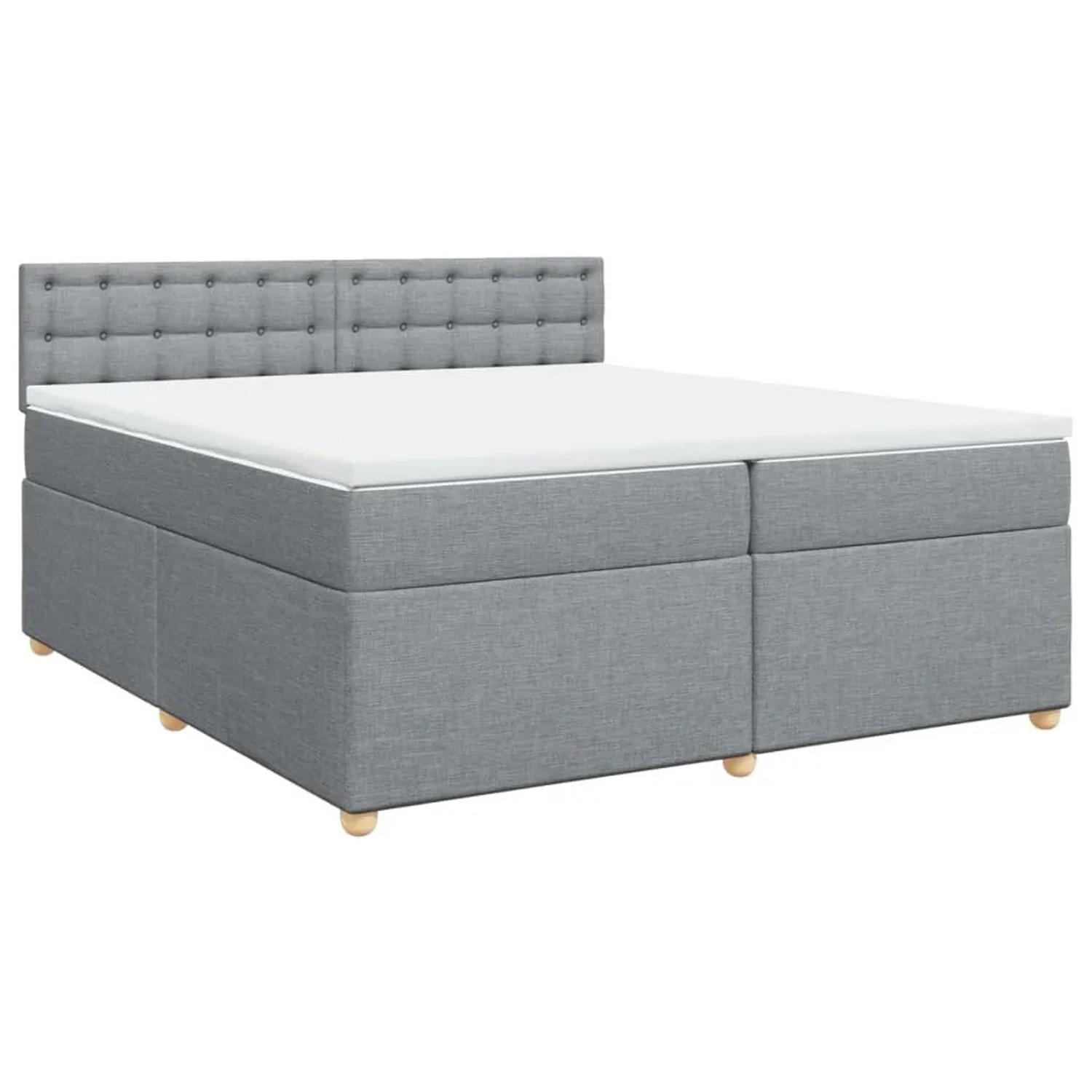 vidaXL Boxspringbett mit Matratze Hellgrau 200x200 cm Stoff 3286801