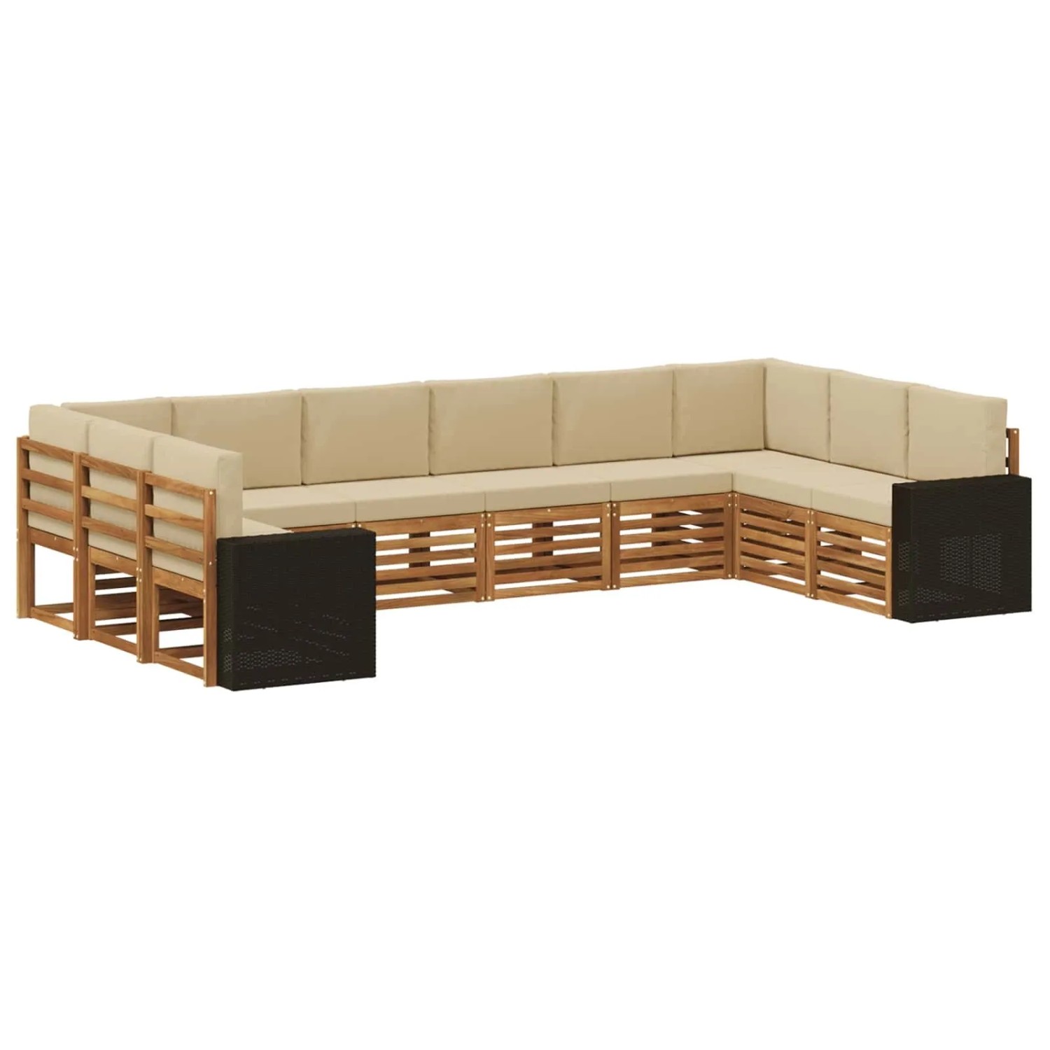 vidaXL Outdoor-Sofagarnitur 10 Stk Natur und Beige Polyester 3384904