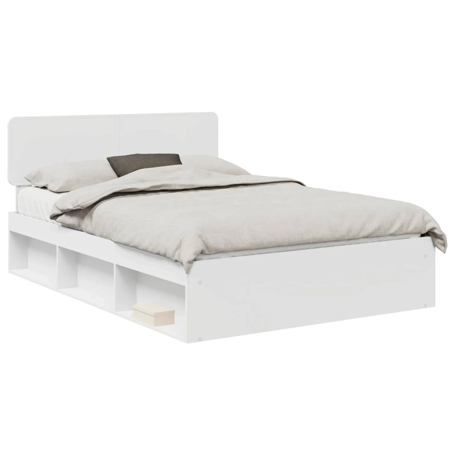 vidaXL Bettrahmen mit Kopfteil Weiß 140 x 200 cm Massives Kiefernholz 3412069