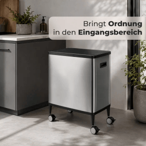 KARAT Mülleimer Tyler Sensor-Abfalleimer aus Edelstahl 2 x 24 L Mülltrennung Rollen mit Bremsen