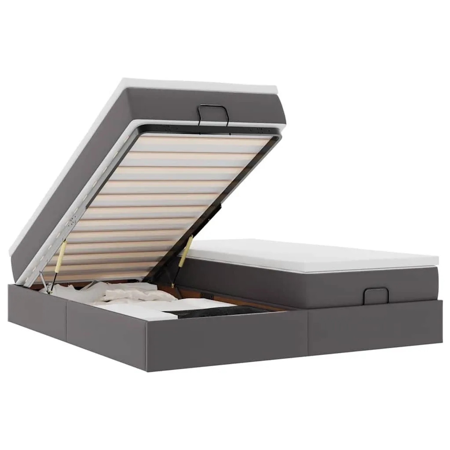 vidaXL Ottoman-Bett mit Matratzen Grau 180x200 cm Kunstleder 3311227