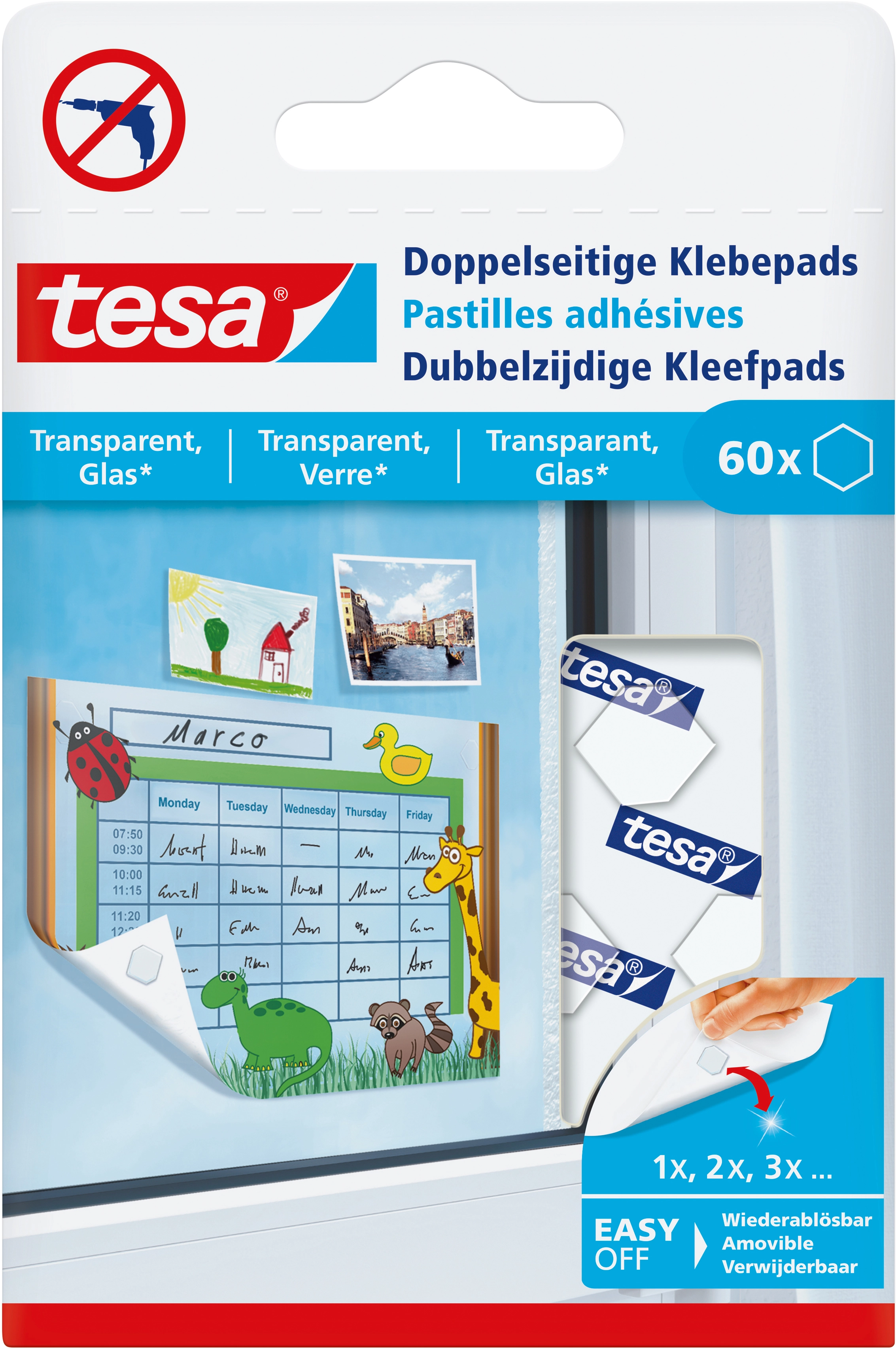 Tesa® Doppelseitige Klebepads für transparente Oberflächen und