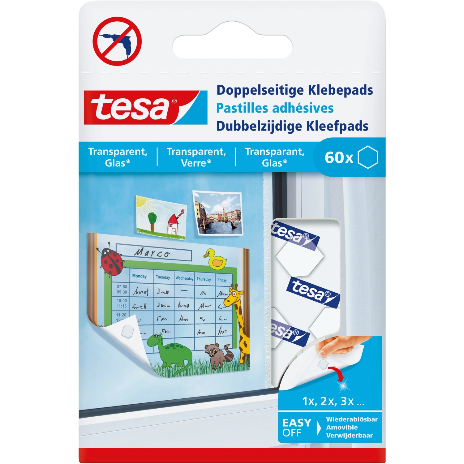 Tesa Doppelseitige Klebepads für transparente Oberflächen und Glas günstig online kaufen