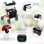 Costway Rollator Faltbar und Leicht 2-In-1 Ruhestuhl & Reiserollator Rot_3
