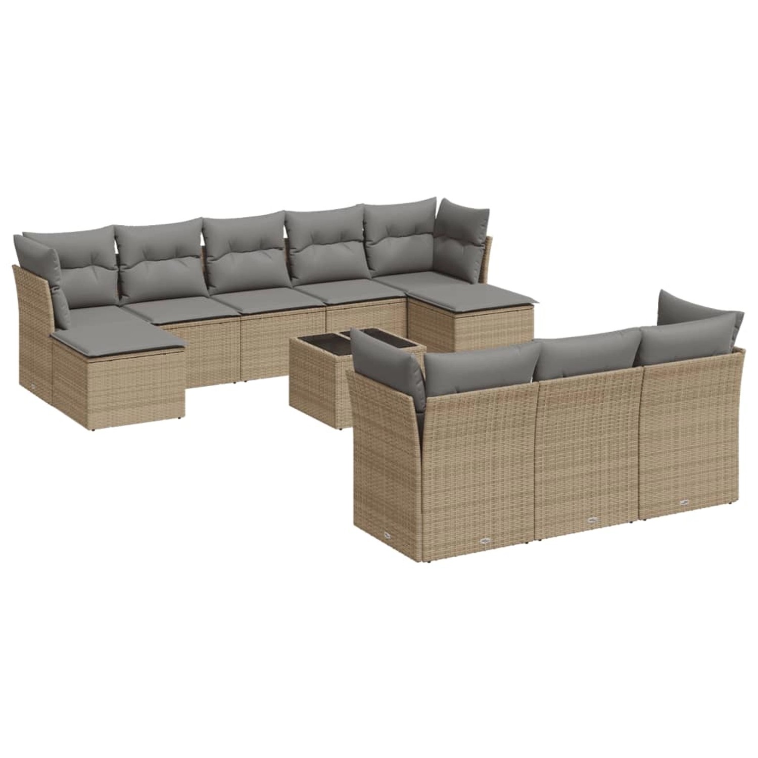 vidaXL 11-tlg Garten-Sofagarnitur mit Kissen Beige Poly Rattan Modell 67 günstig online kaufen