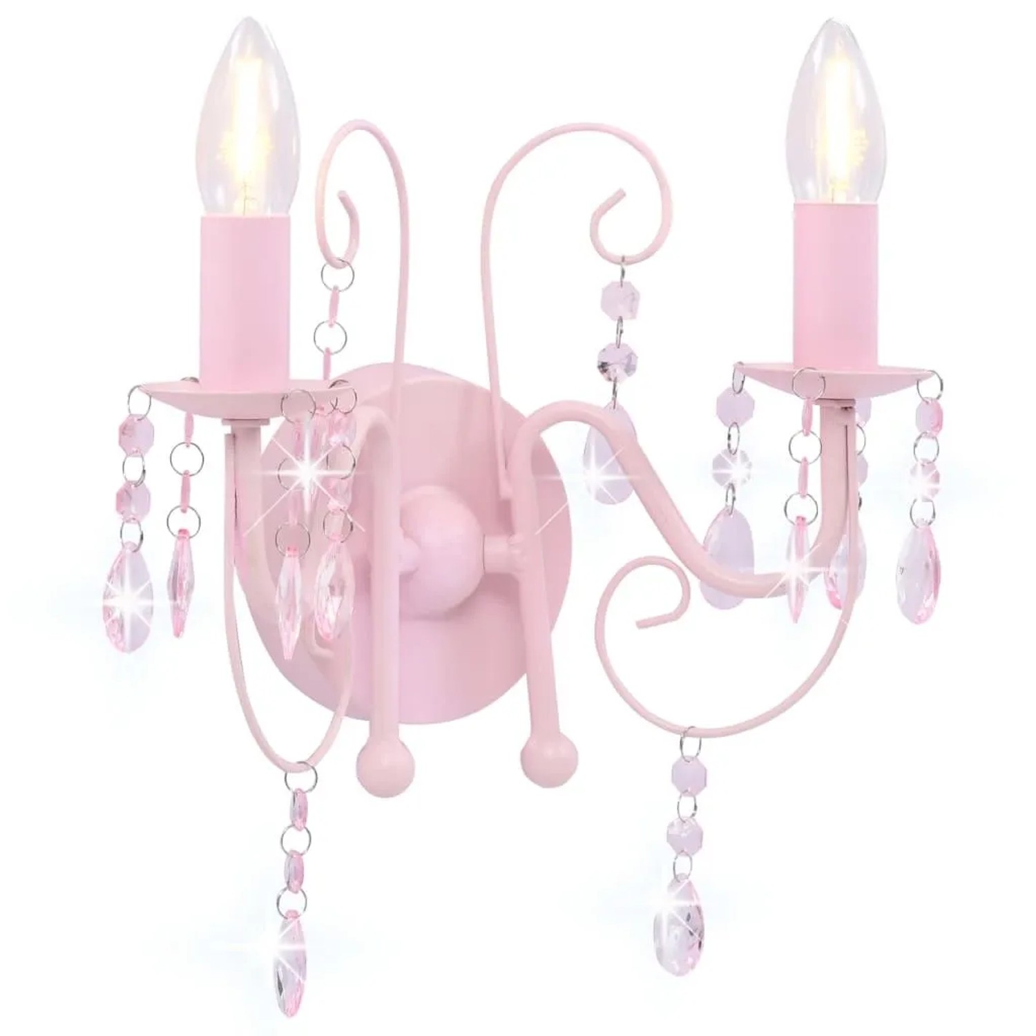 vidaXL Wandleuchte mit Perlen Rosa 2 x E14-Fassungen 281592