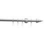 Gardinia Gardinenstangen-Set Kegel, Edelstahloptik, 120 cm, mit Ringen und Trägern.