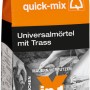 Quick-Mix Universalmörtel X in 1 mit Trass, 10 kg Sack, grau. Vielseitig einsetzbarer Trockenmörtel.