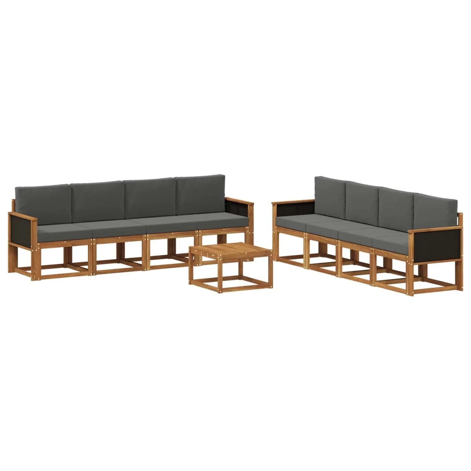 vidaXL Outdoor-Sofagarnitur mit Kissen 7 Stk Natur und Anthrazit 3385083