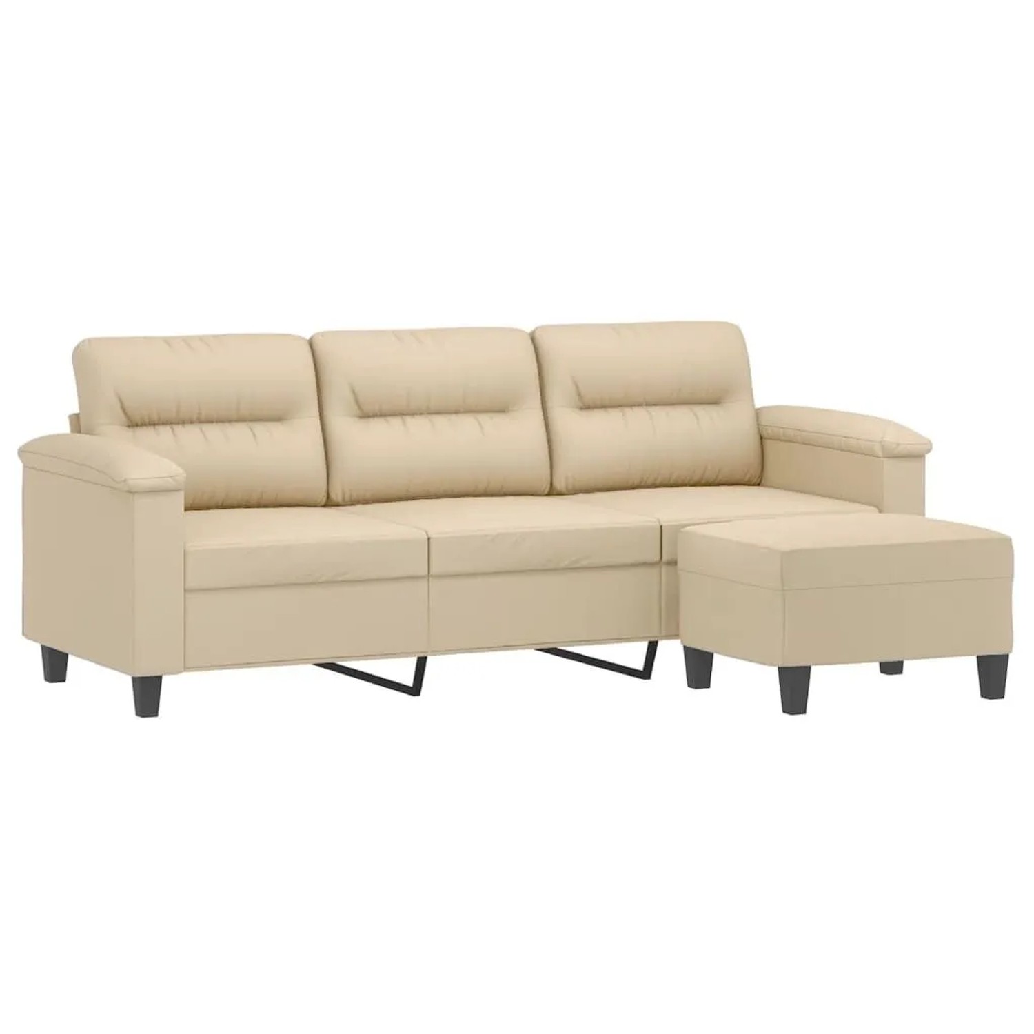 vidaXL 3-Sitzer-Sofa mit Hocker Creme 180 cm Mikrofasergewebe 3201235 günstig online kaufen