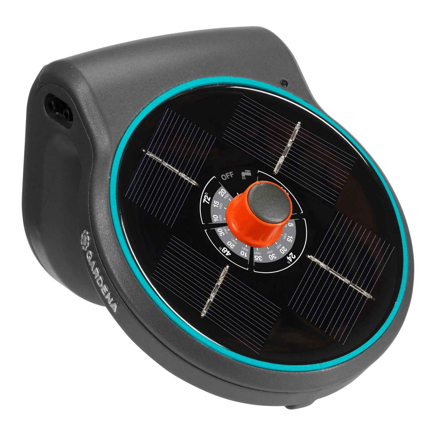 Gardena Aqua Bloom Solar-Bewässerungssystem mit Solarpanel und Zeitschaltuhr.