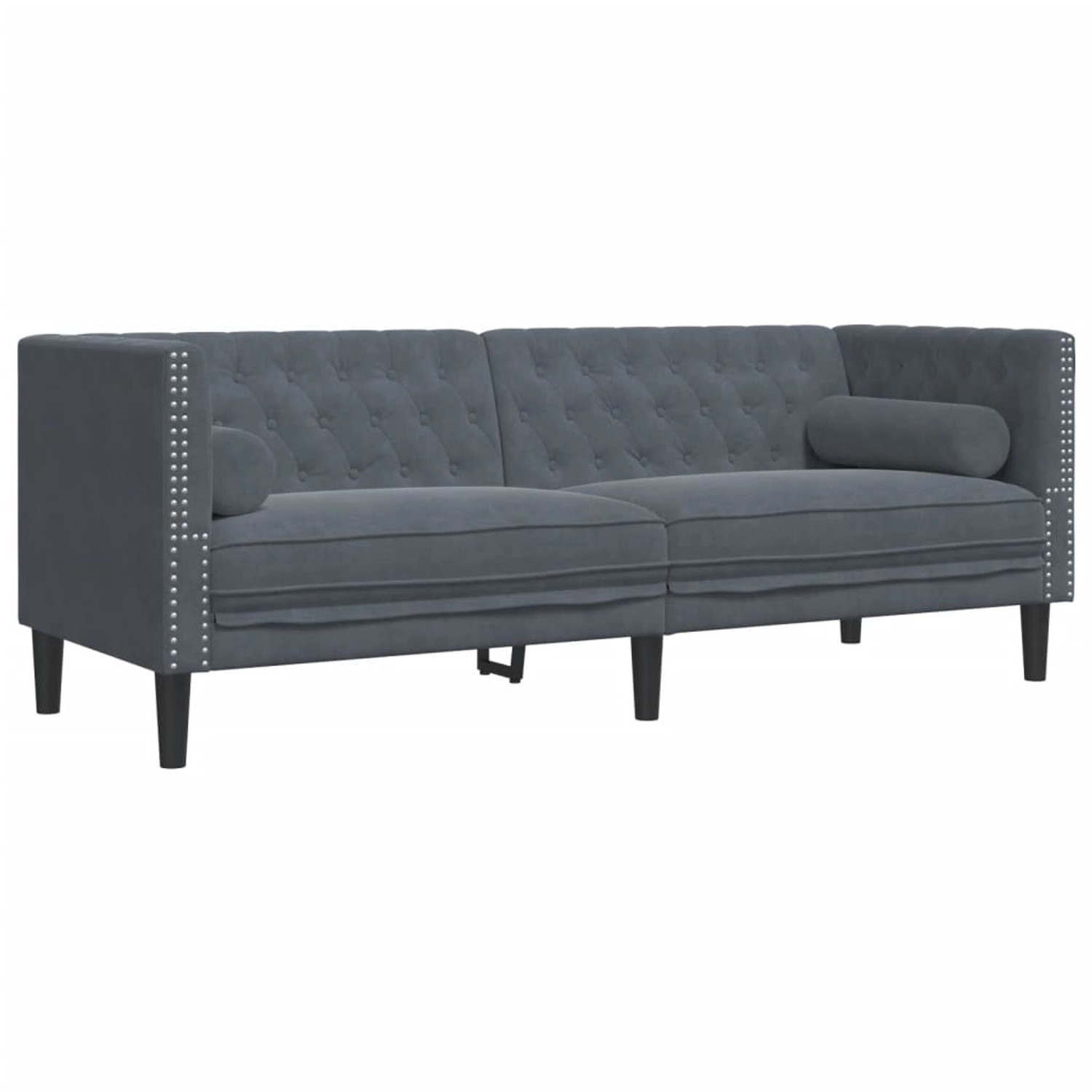 vidaXL Chesterfield-Sofa mit Nackenrollen 3-Sitzer Dunkelgrau Samt 2162728 günstig online kaufen