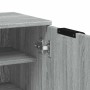 Detailansicht: Grauer Schuhschrank Sonoma mit Fach und Türscharnier.
