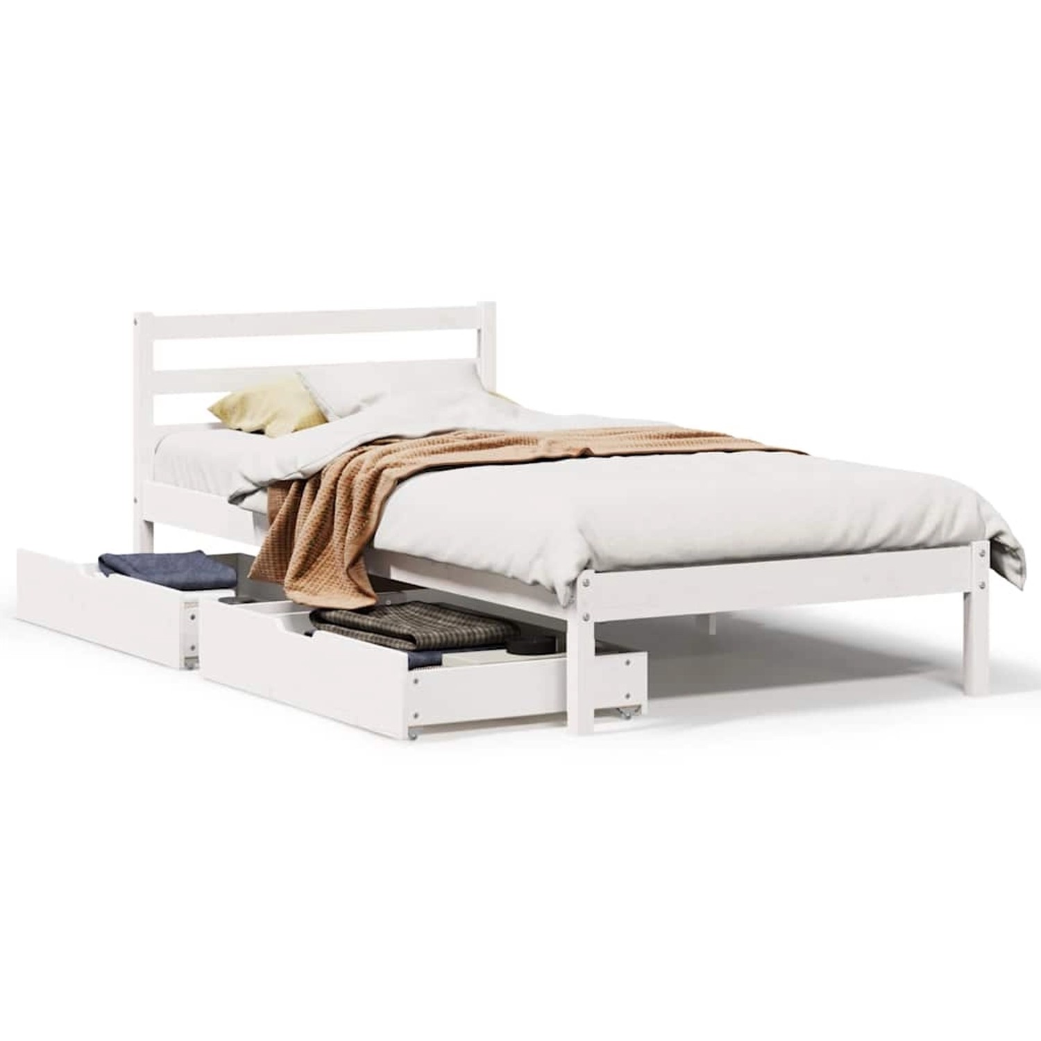 vidaXL Massivholzbett ohne Matratze Weiß 75x190 cm Kiefernholz 3301525 günstig online kaufen