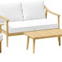 4-teiliges Lounge-Set Lakewood aus Akazienholz mit weißen Polstern für Garten oder Terrasse.