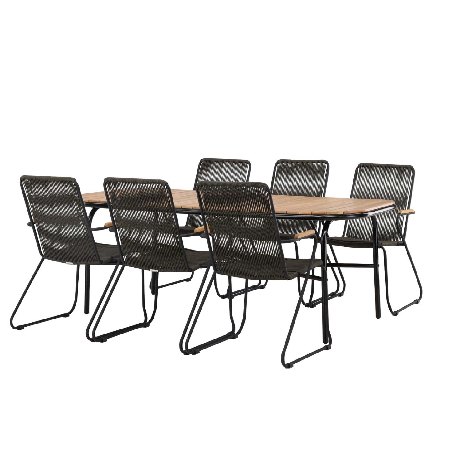 ebuy24 Holmbeck Gartenset Tisch 90x200cm Natur 6 Stühle Bois Schwarz günstig online kaufen