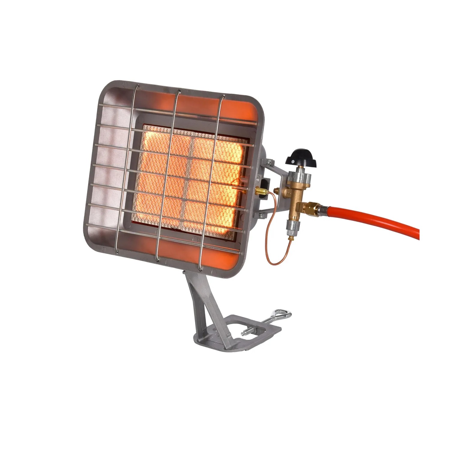 Firefix Gas-Heizstrahler Easy 4,4 kW: Heizgerät mit Regler und Schlauch für Gasflaschen.