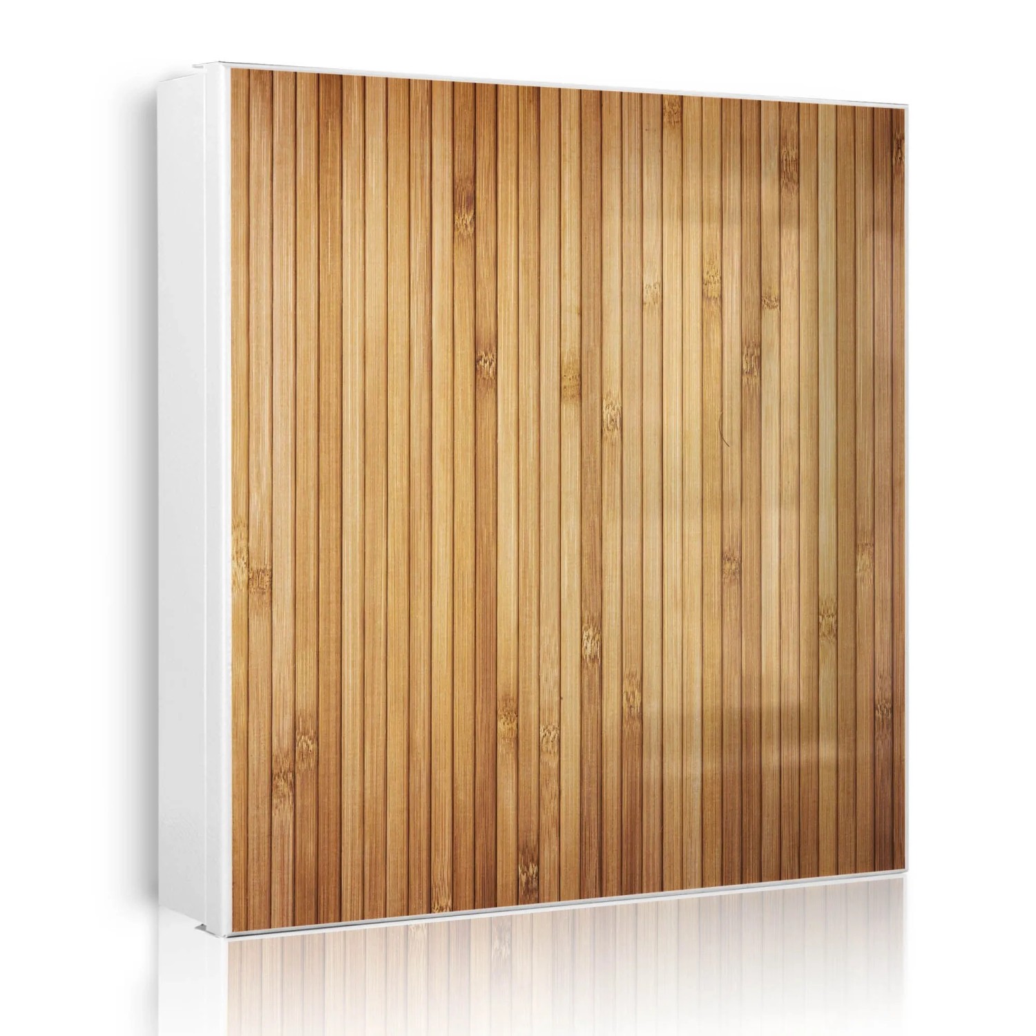 Banjado Großer Schlüsselkasten Metall 30x30cm Weiß Scharnier Links 50 Haken Beschreibbar Magnetisch Motiv Bambusholz