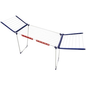 Leifheit Wäscheständer Pegasus Maxx Blau, mit extra hohen Flügeln und 18m Trockenlänge.