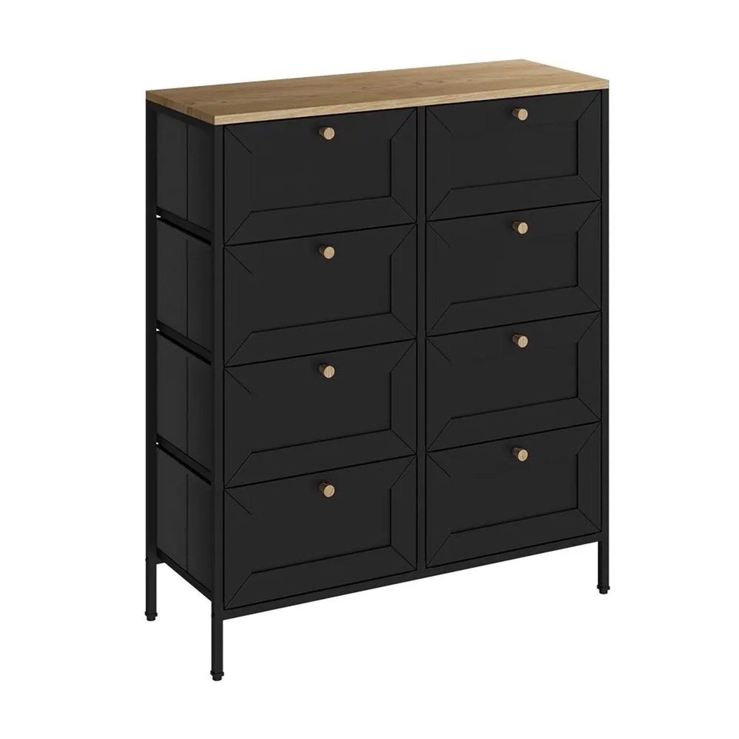 Vicco Kommode Belaro Schwarz 80 x 95 mit 8 Schubladen Art Nr 51899