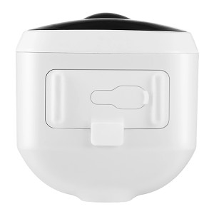 Rückansicht der weißen Technaxx Outdoor-Kamera TX-244 Solar mit Halterung.