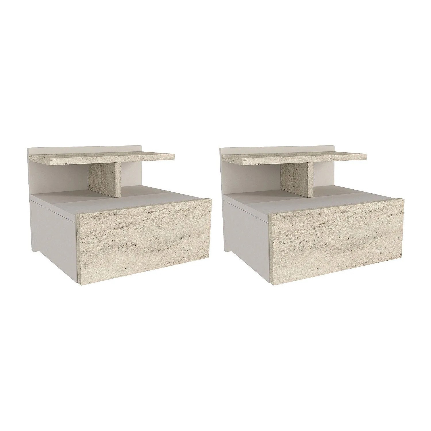 Vente-unique Nachttisch Azelno Beige  Weiß 39.4 cm