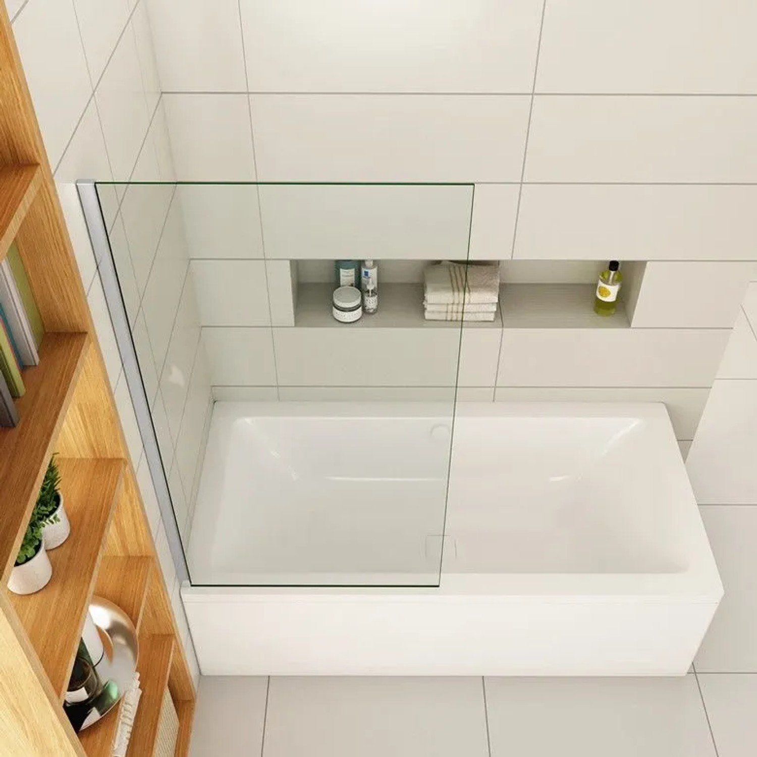 Duschparadies Badewannenaufsatz 75x140cm, 6mm ESG Glas, chromglänzend, als Duschabtrennung.
