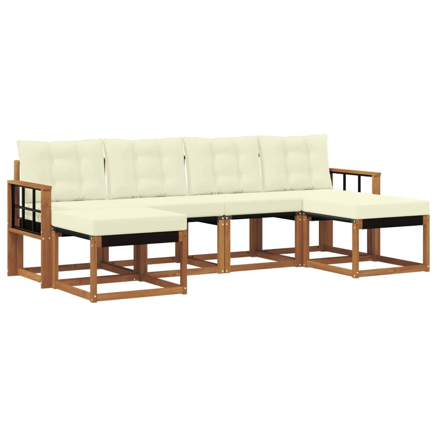 vidaXL Outdoor-Sofagarnitur mit Kissen 6-Tlg Natur und Creme 3368933