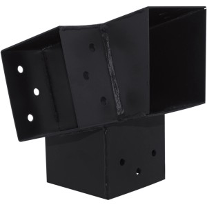 Anthrazitfarbener 105° Steckverbinder mit 3 Enden (91x91) für Holzkonstruktionen.