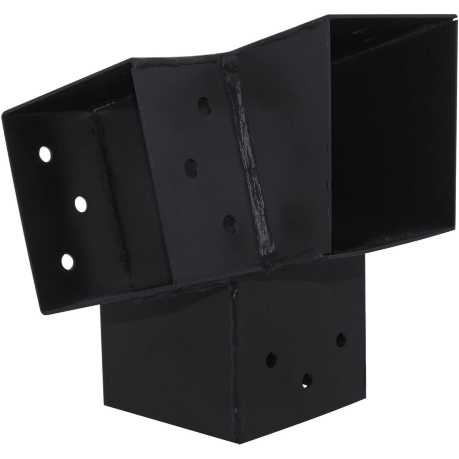 Anthrazitfarbener 105° Steckverbinder mit 3 Enden (91x91) für Holzkonstruktionen.