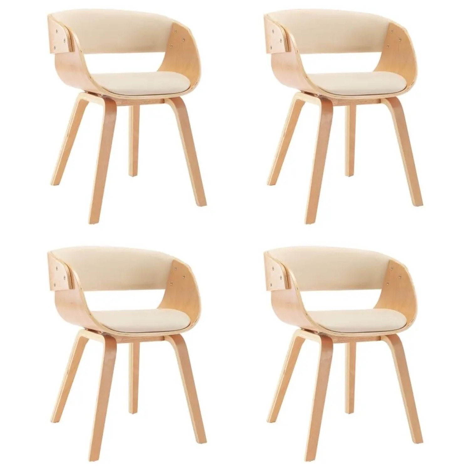 vidaXL Esszimmerstühle 4 Stk Creme Bugholz und Kunstleder 278863