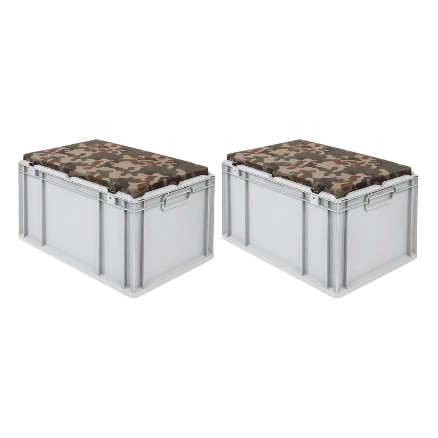 Thumbnail - SparSet 2 x Eurobox NextGen Seat Box Camouflage HxBxT 36,5 x 40 x 60 cm 65 Liter Griffe Geschlossen Eurobehälter Sitzbox...