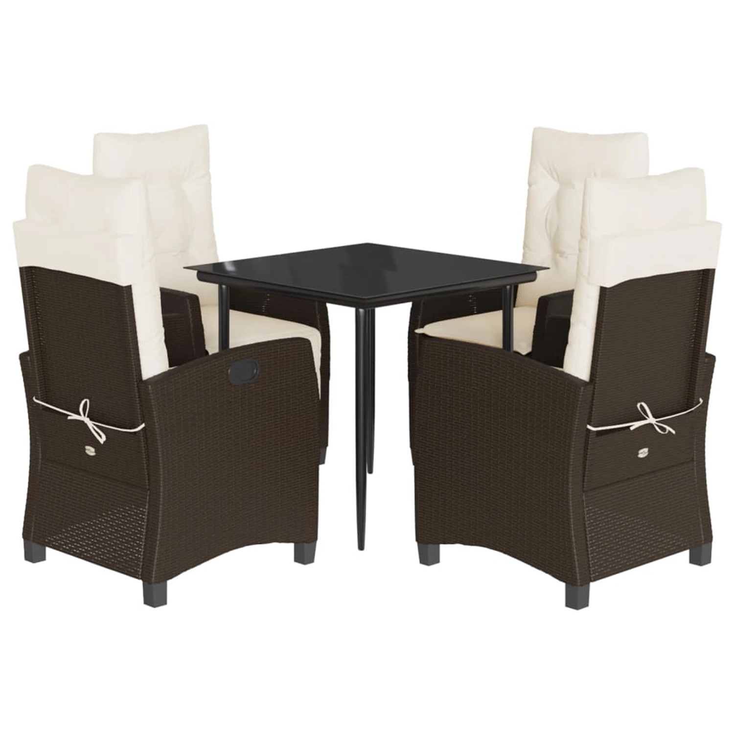 vidaXL 5-Tlg Garten-Essgruppe mit Kissen Braun Poly Rattan 3212764 günstig online kaufen