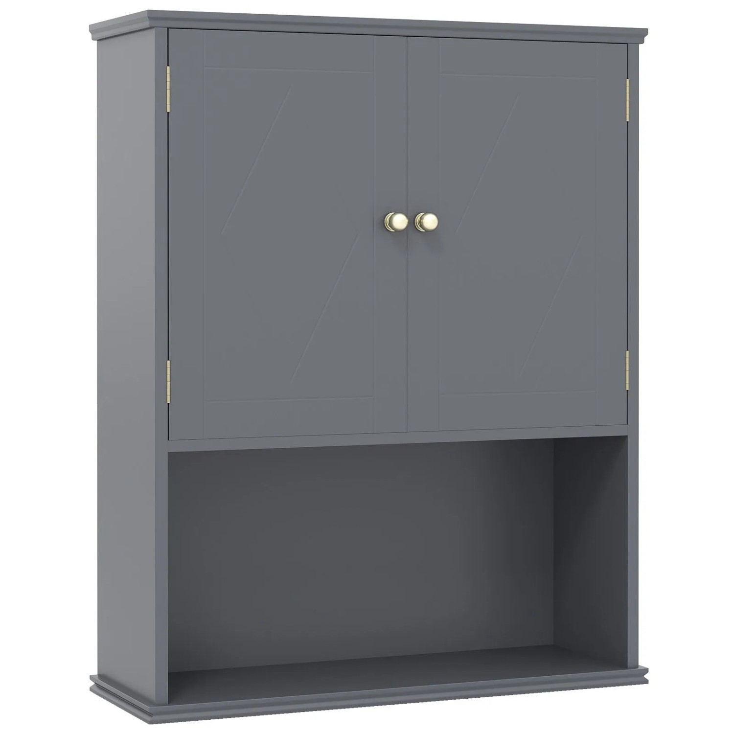 Costway Hängeschrank Bad Badezimmerschrank mit Verstellbarem Regal Grau