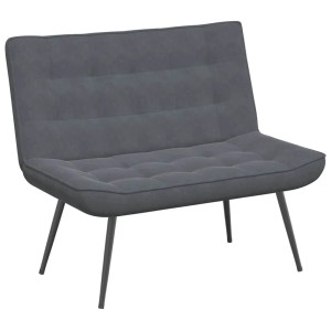 Dunkelgraue Samt Sitzbank mit moderner Steppung und schwarzen Metallbeinen, 110 cm breit.