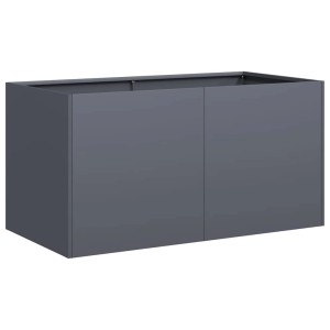 Rechteckiger Anthrazit Pflanzkübel aus kaltgewalztem Stahl, 80x40x40 cm, modern für Garten, Balkon, Terrasse.
