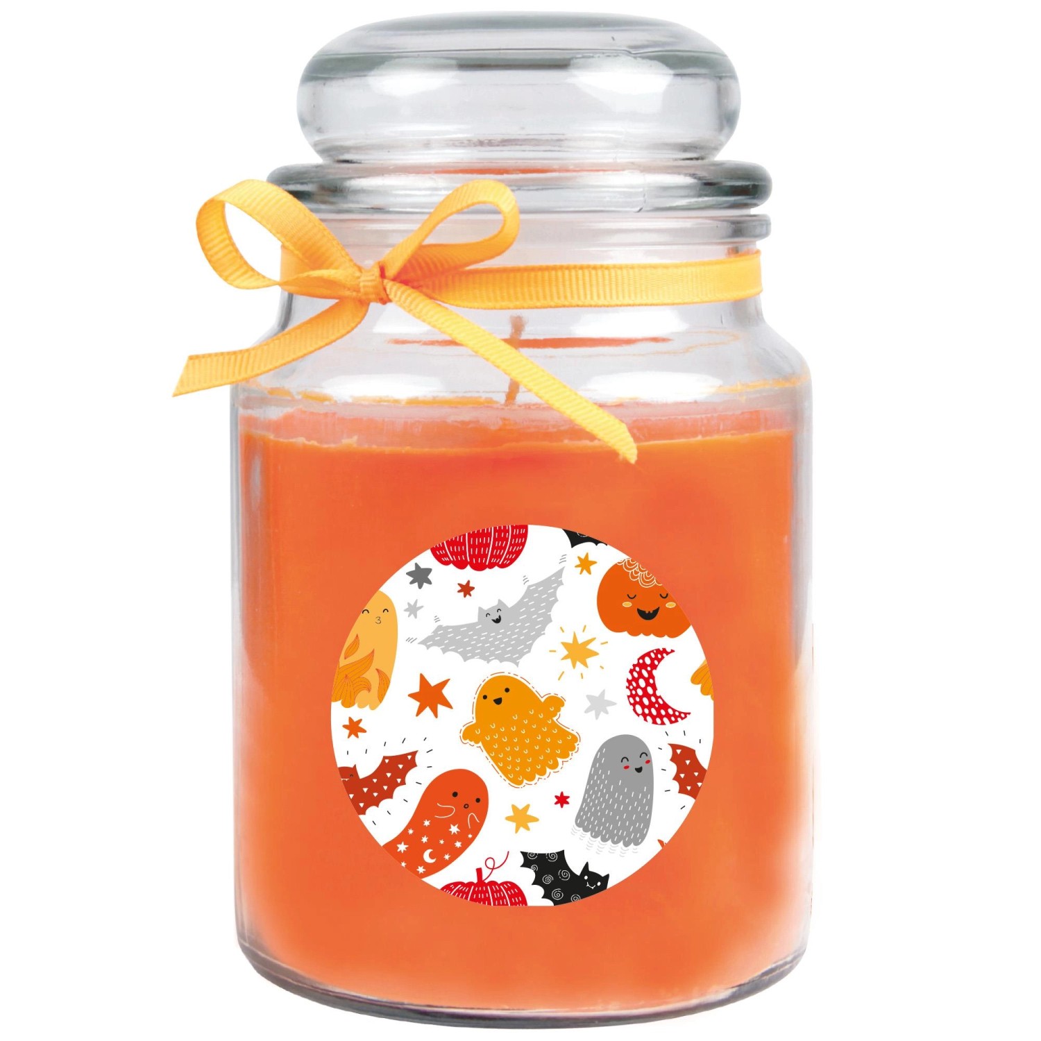 HS Candle Duftkerze & Glas Halloween Orange Bonbon 110h günstig online kaufen