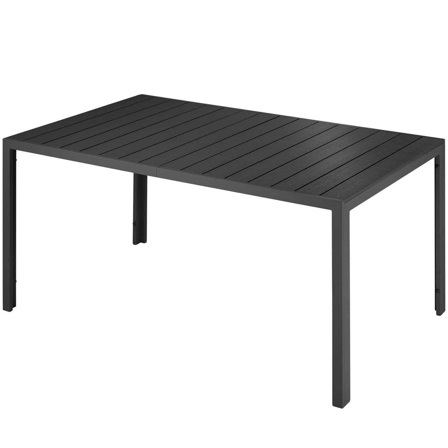 Tectake Gartentisch Bianca Aus Aluminium und Kunststoff Oberfläche In Holzoptik  150 x 90 x 74 50 cm Schwarz Schwarz