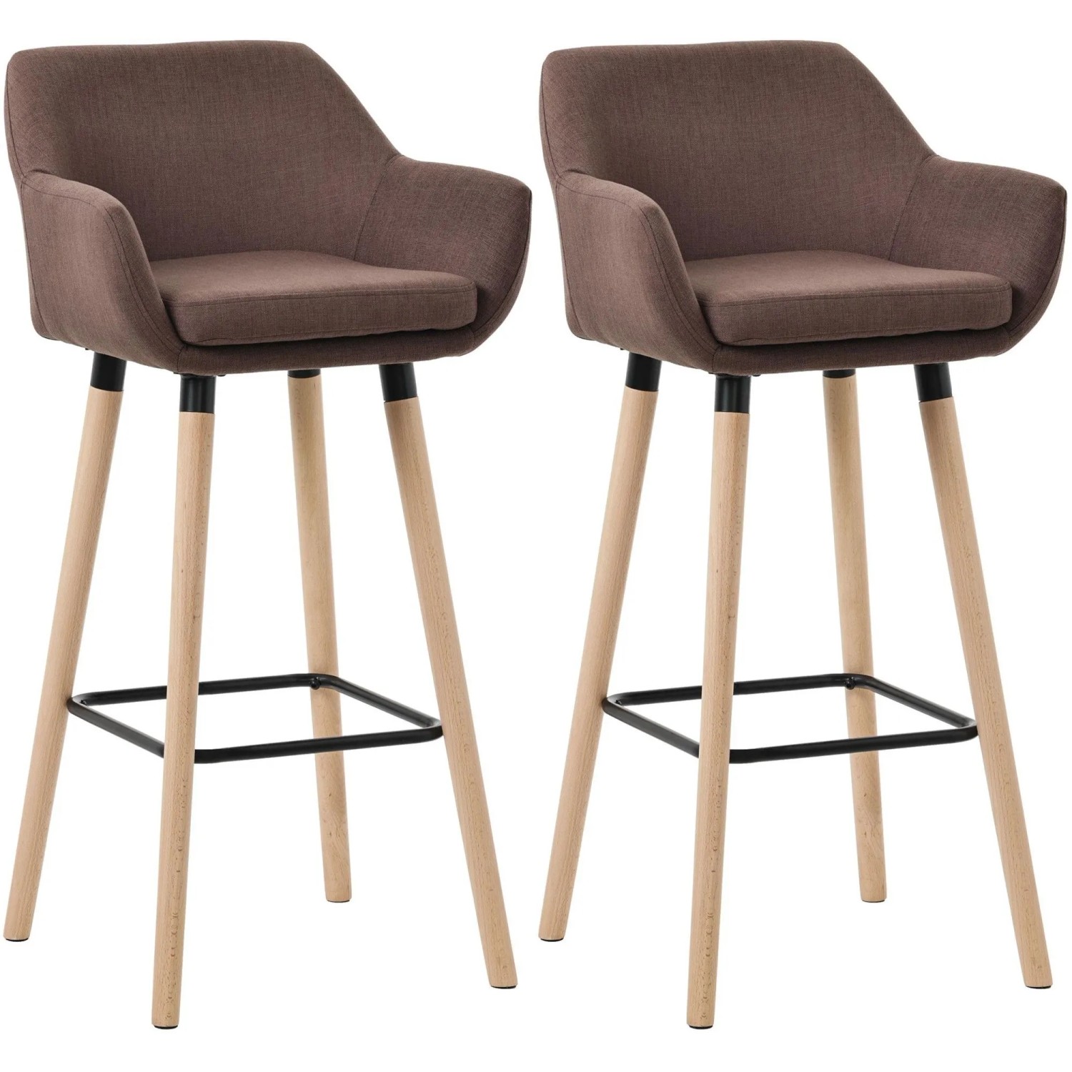 DELUKE 2er Set Barhocker MIRID Stoff Coffee 51x50x101cm Barstuhl Mit Lehne Tresenhocker Tresenstuhl