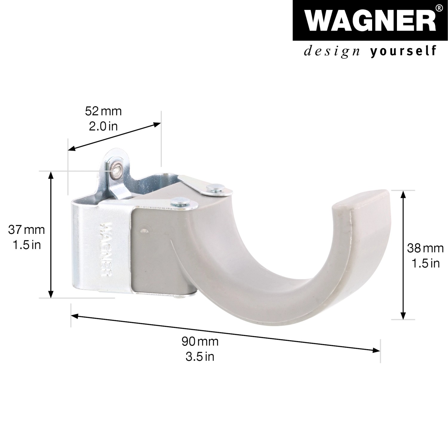 Wagner Haken Hooks4Tools, groß, silber-alu. Wandhaken für Werkzeug und mehr.
