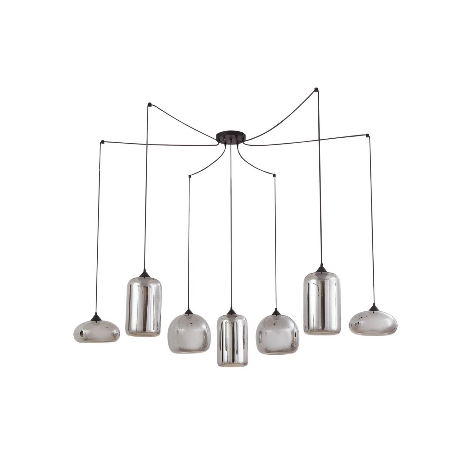 Lindby Pendelleuchte Marla 10033665 Modern in Schwarz aus Glas 7-flammig E2 günstig online kaufen